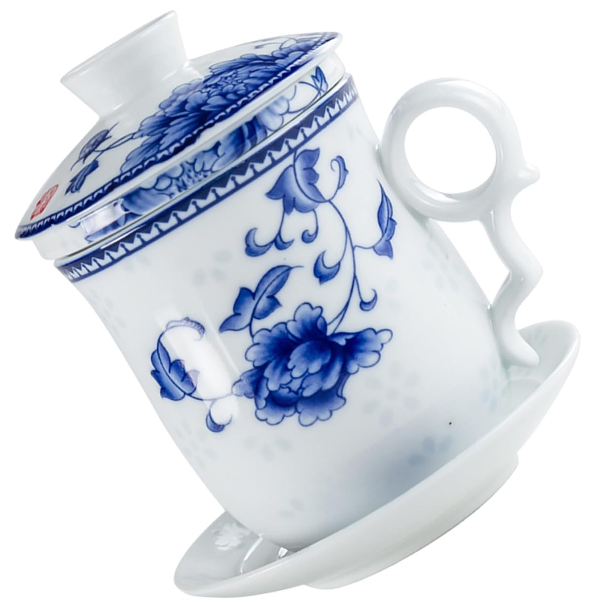Toyvian Taza de Té de Clásica con Filtro y Tapa Diseño Azul y para Apto para Hogar Oficina y Restaurante