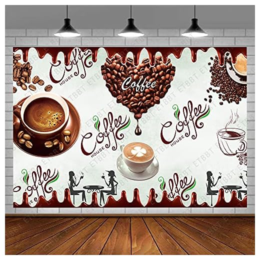 EMDSPR 7x5FT Coffee Backdrop Coffee Beans Chocolate Drops Snacks Sweets Photography Background Sweet Girl Afternoon Tea Party Coffee Shop Menu Banner Party Banner Photo Studio Props Vinyl BJRLPR110