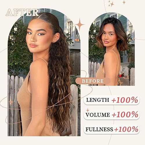 Miniatura 5 de ORSUNCER Extensión de cola de caballo con clip de garra, extensiones de cabello sintético de aspecto natural esponjoso para mujer, color marrón con