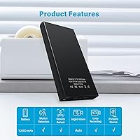 Vista 2 de 1080P 10000mAh Large Capacity Portable Charger Hidden Camera, 20 Hours Continuous Record Mini Security Nanny Spy Cam with Gravity Sensor/Motion
