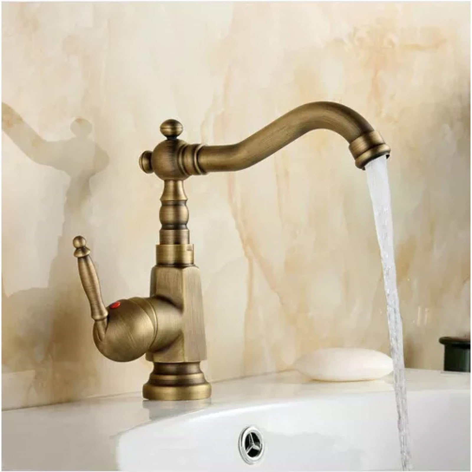 Rubinetto del bacino Rubinetti Miscelatore Ottone Antico Finito Caldo e Freddo Deck Mounted Vanity Vessel Lavelli Rubinetto