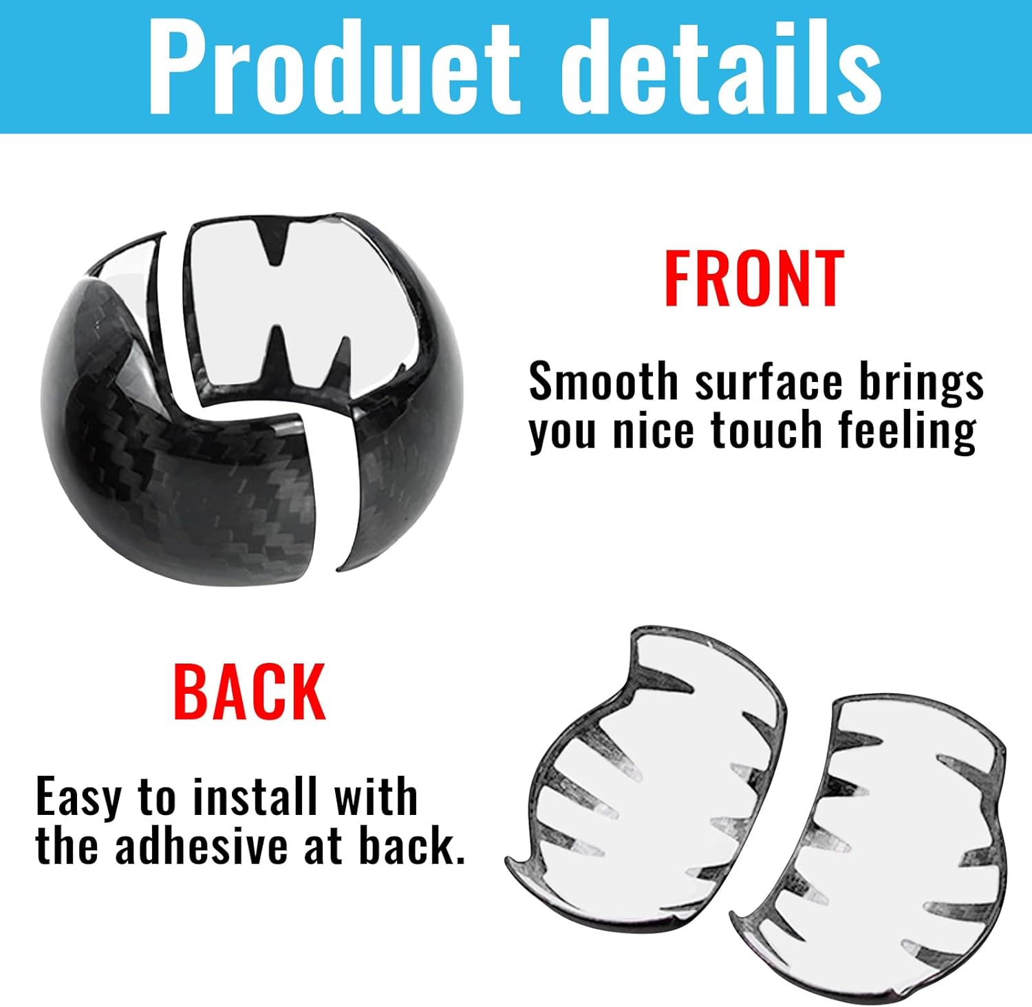 Carbon Fiber Gear Shift Knob Cover Compatible with Ford Mustang 2015 2016 2017 2018 2019 2020 2021 2022 2023 Manual Transmission Car Shift Lever Modification Decoration (Black)