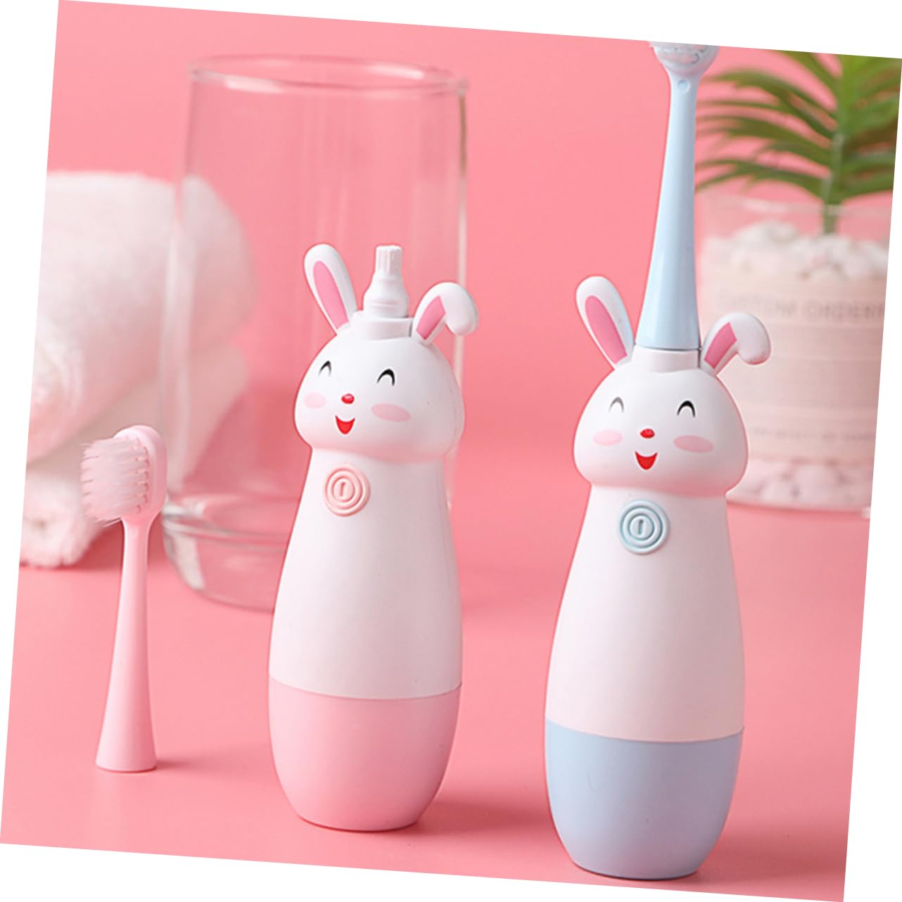 Ipetboom 1 Set Cartoon Sonic Electric Toothbrush for Soft Bristles Replacement Heads Pink Gentle Tooth Cleaner for Teeth and Gums