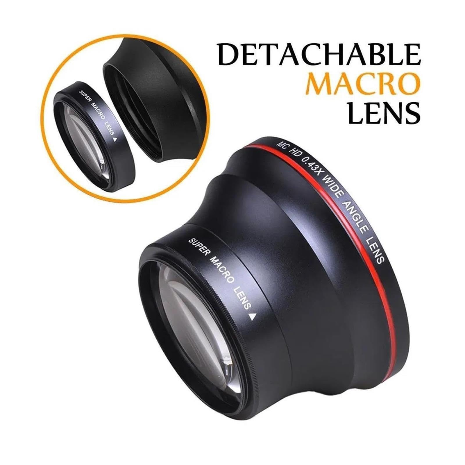 Obiettivo grandangolare HD 55MM 0.43x, D3400 D5600, fotocamere Alpha