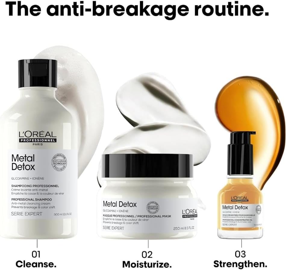 L'Oréal Professionnel Shampoo Metal Detox, para maciez, brilho & sedosidade, maior durabilidade da cor, para cabelos coloridos e danificados, 300ml L'Oréal Professionnel Shampoo Metal Detox, para maciez, brilho & sedosidade, maior durabilidade da cor, para cabelos coloridos e danificados, 300ml