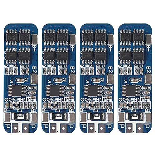 4Pcs 3S 12V 10A BMS Lithium Battery Protection Board Liion Charger Protection Module with Overcharge Over-Discharge Over-Current Short Circuit Protection