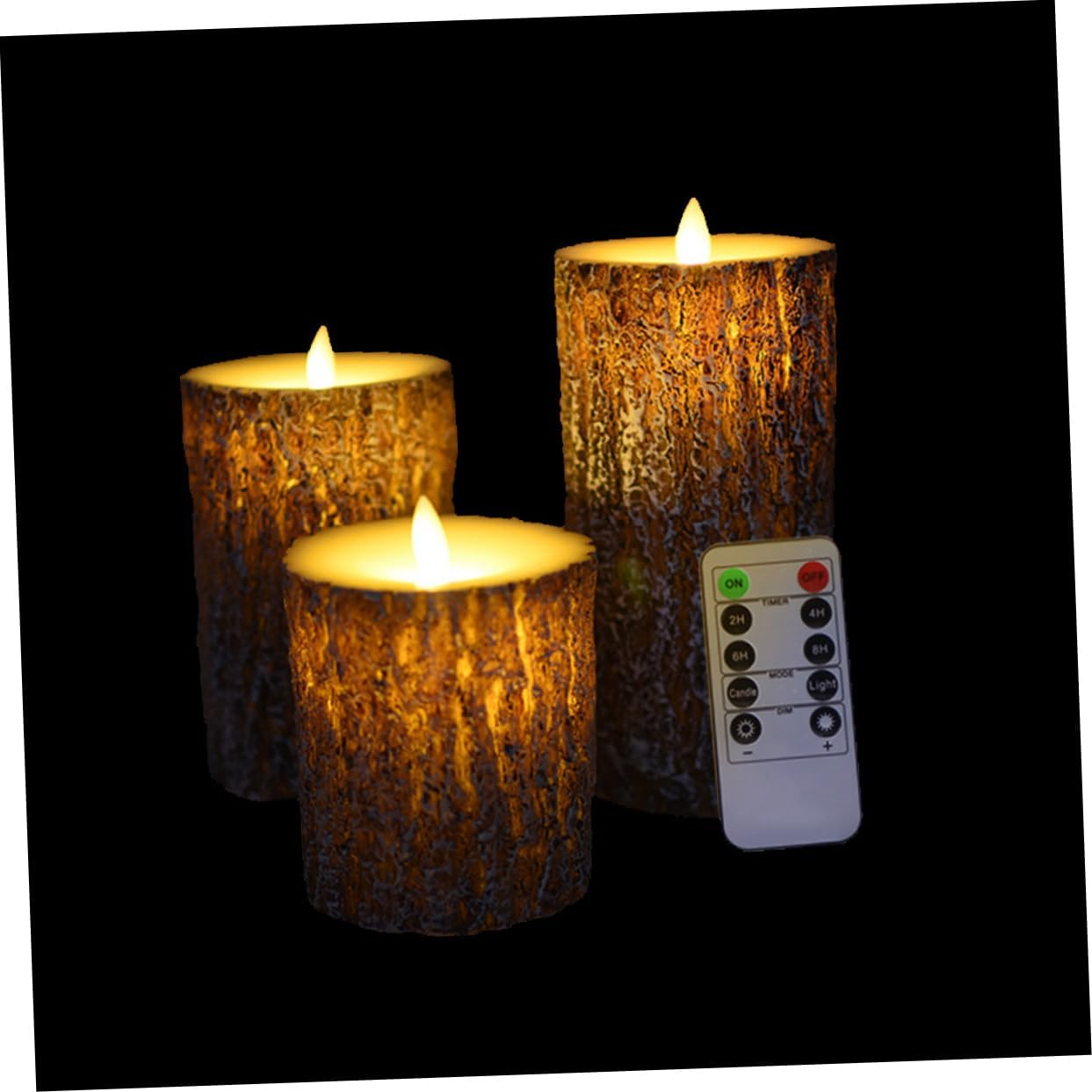 DOITOOL 3pcs Pine Shape Remote Control Led Candle Lights for Romantic Party Decoration Flameless Tealights for Safe Indoor Use Battery Operated Realistic Flickering Effect