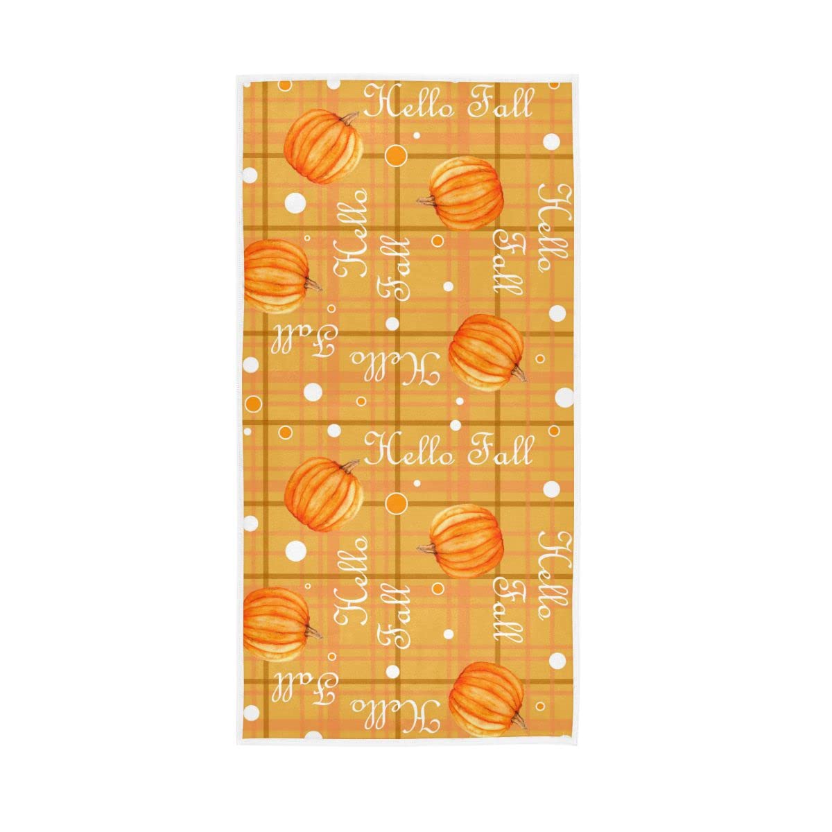 LSRCPD Orange Plaid Autumn Pumpkins Soft Hand Towels Absorbent Bath Towel for Bathroom Hotel Gym Spa 30"x15"