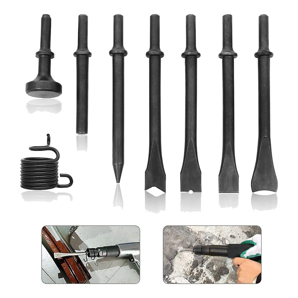 8 Pcs Pneumatique Ciseau Air Marteau Poinçon Outil D'Écaillage Pneumatique Ciseau Air Hamme Couper la Rouille
