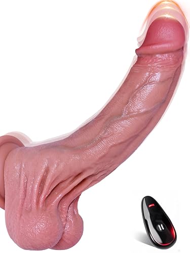 9" Realistic Thrusting Dildo Vibrator - Big Heated Dildos with Suction Cup | Premium Silicone, Vibrating Moving Dildos for Vagina Anal Play, Adult Sex Toys for Women Men, 7 Thrusting 10 Vibrating - Flesh