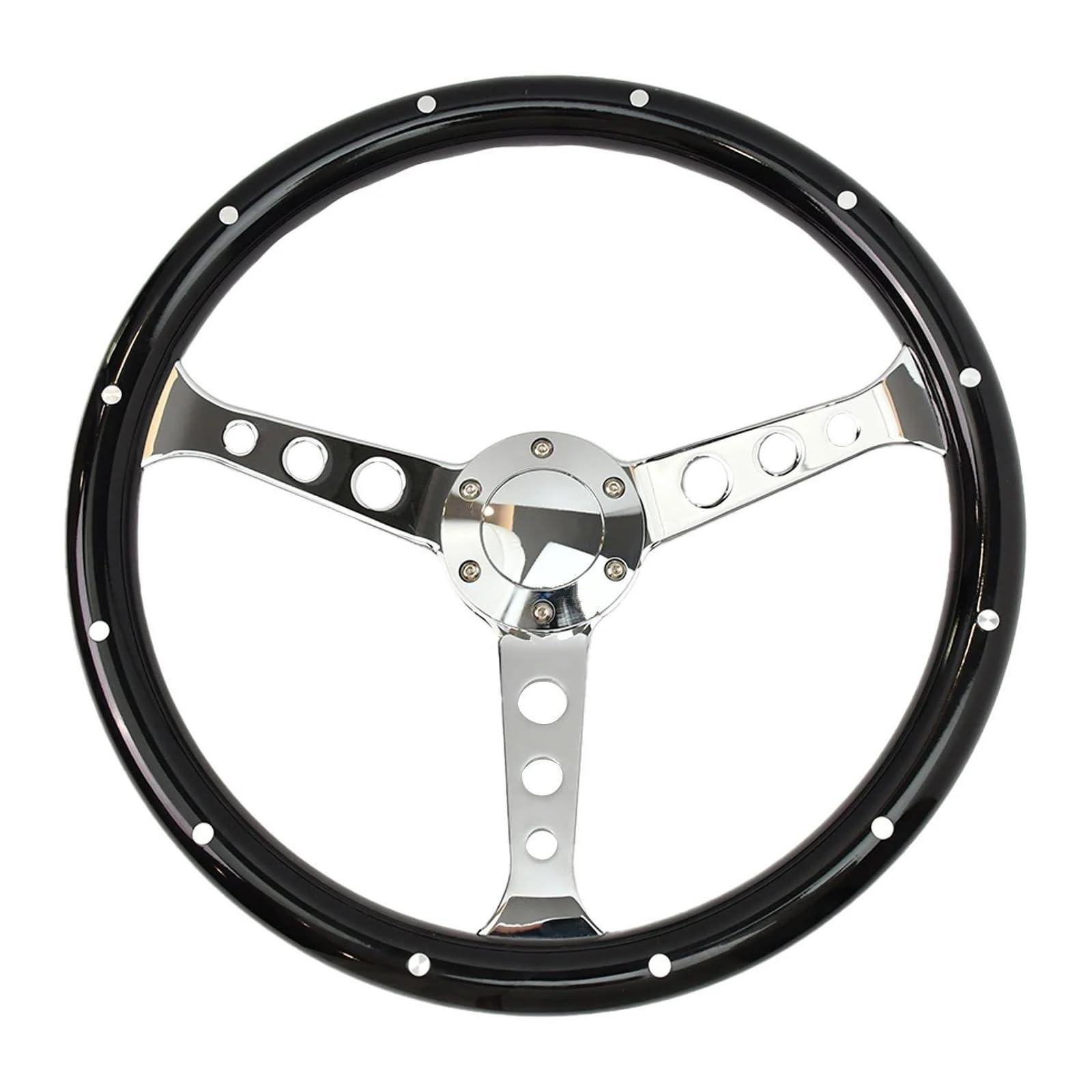 Volante antideslizante Volante Deportivo Universal Clásico 15 Pulgadas 380mm Copia Grano Madera 3 Radios Orificio Largo Con Botón Bocina(GZFXP026-16)