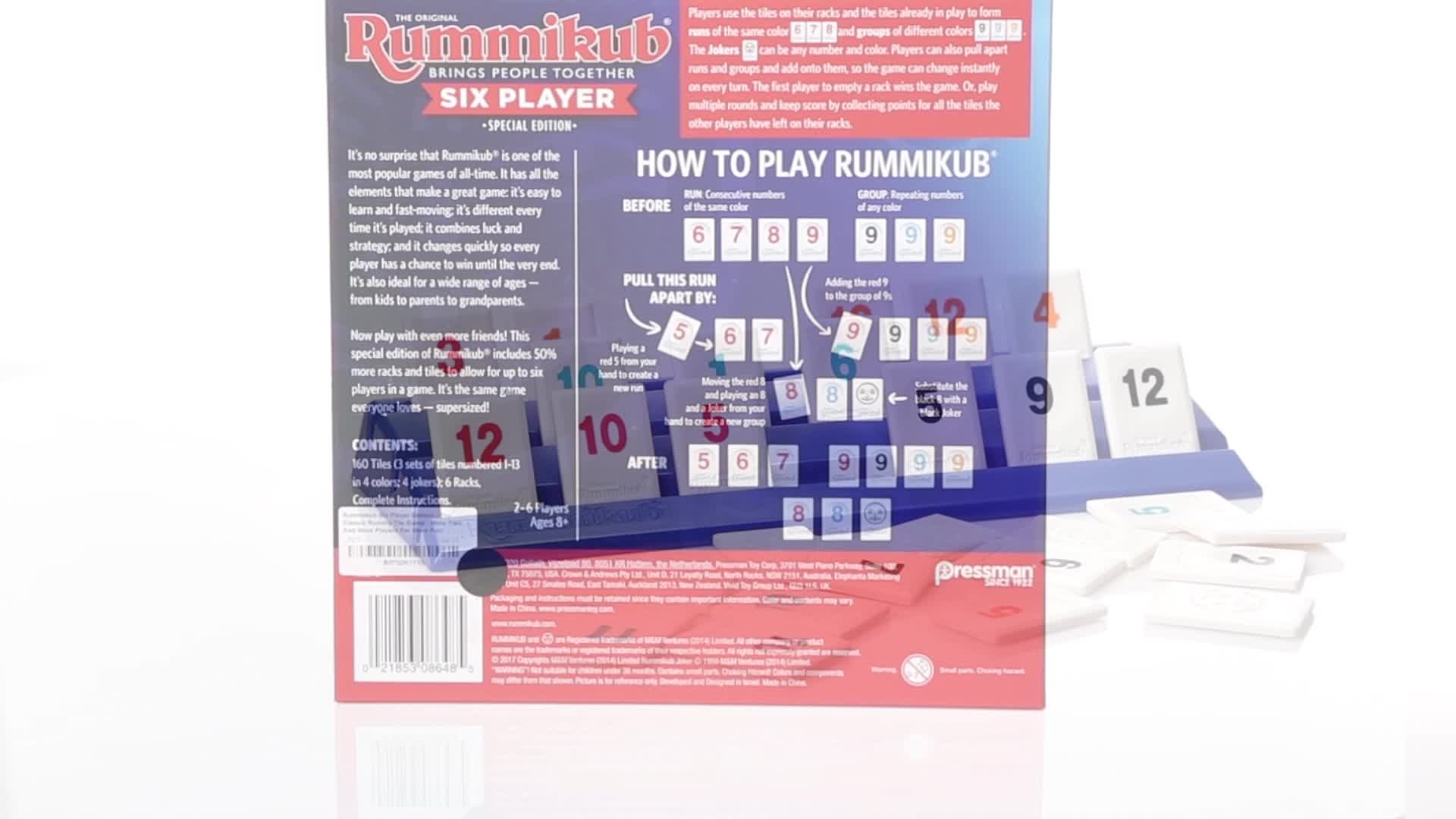 Pressman Rummikub 6 Player Edition - Jeu De Tuiles Classique Pour 2 à 6 Joueurs - Dès 8 Ans
