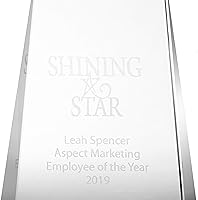 Vista 7 de Baudville Trofeo grabado – Cristal – Torre con estrella en la parte superior – Premio para empleados – Grabado personalizado de hasta cuatro líneas