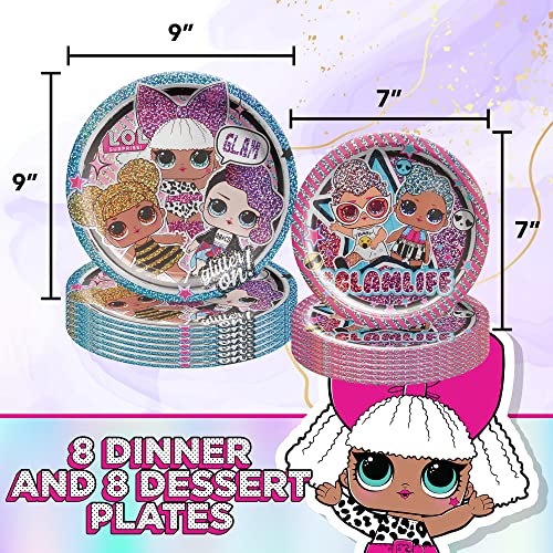 Amscan Lol Surprise Party Dinnerware Bundle For 8 - Dinner Plates 9", Dessert Plates 7", Beverage Napkins 5", Luncheon Napkins 6.5" - Kid Girls Pink Birthday Party Paper Disposable Supply Decorations #TOP1