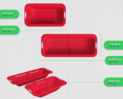 Miniatura 3 de Colador sobre el fregadero de Comfify - Colador elegante y moderno para cocina - Uso con pasta, verduras, granos, arroz y bayas y frutas - Colador,