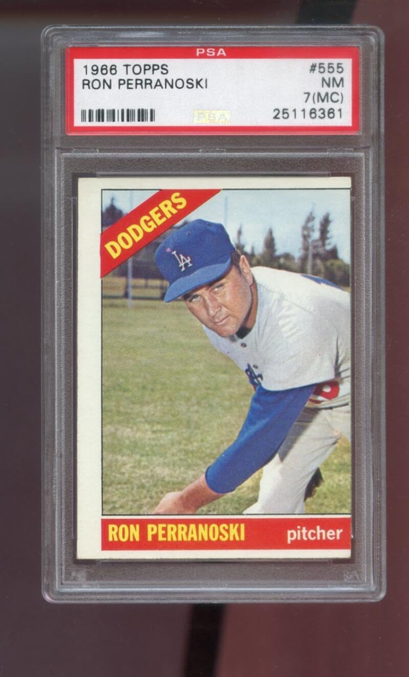 1966 Topps #555 Ron Perranoski PSA 7 (MC) Graded Baseball Card MLB Los Angeles Dodgers HIGH NUMBER SHORT PRINT SP HN