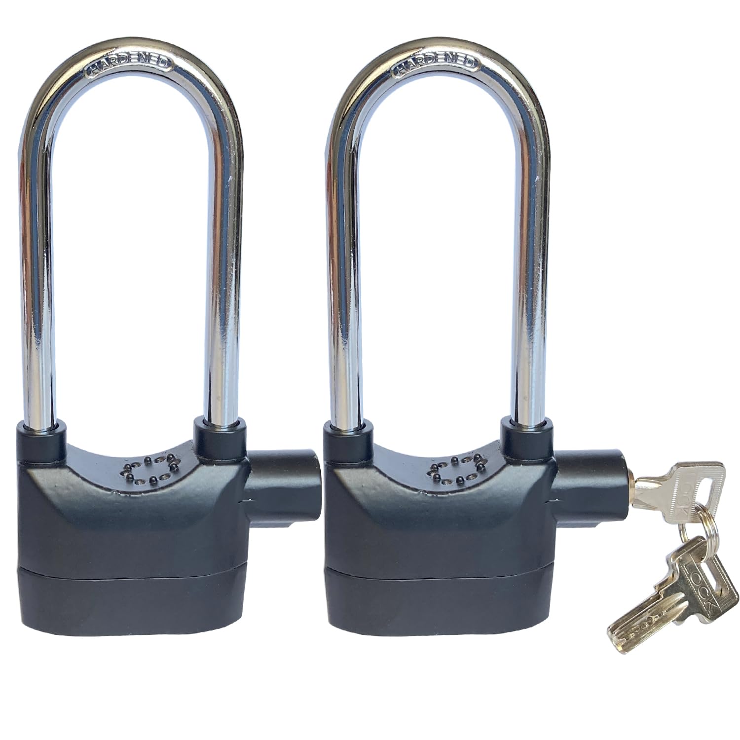 Verrou d'alarme universel long 110 dB pour moto et velo avec 3 cles en lot de 2