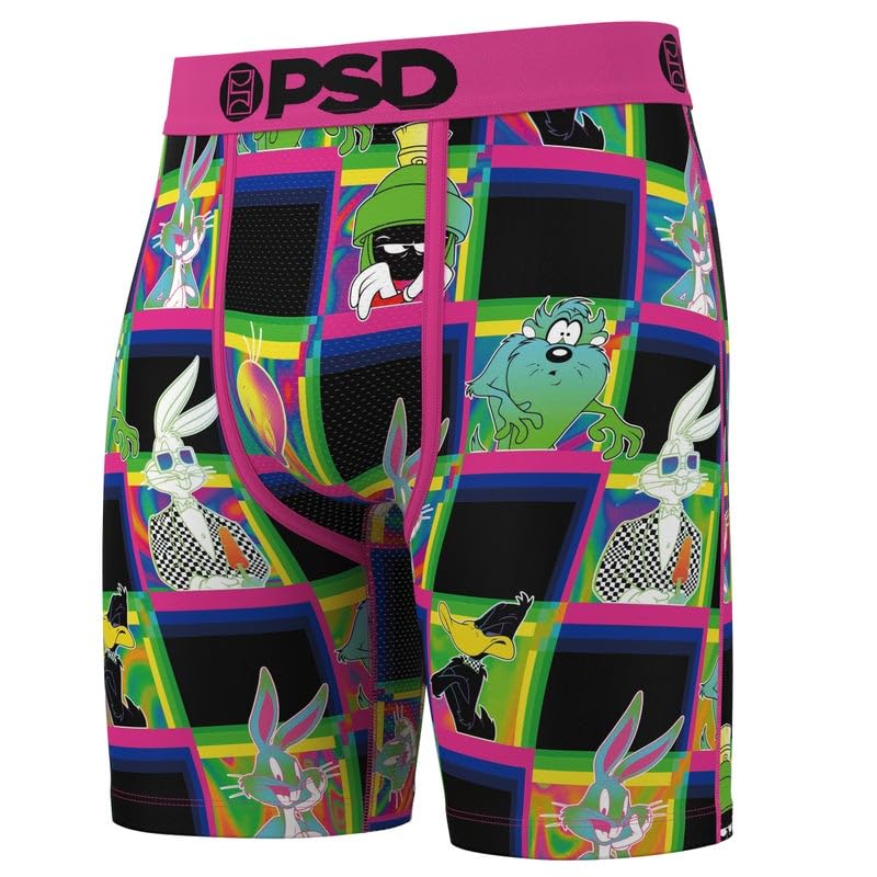 PSD Mens Looney Tunes Neon 3 Pack Boxer Briefs, Multi, L2