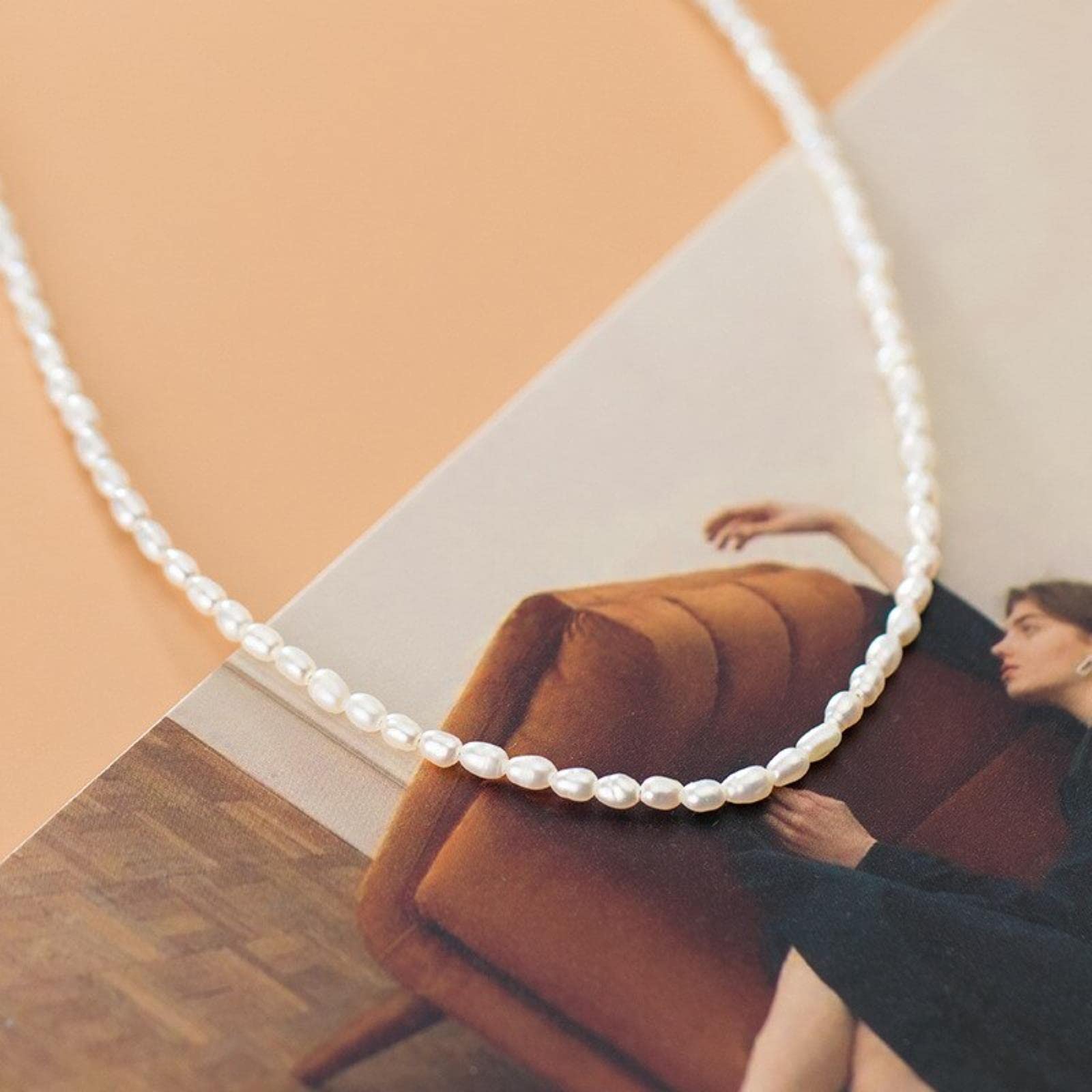 925 Sterling Silver Simple Tempérament Perle Ras du Cou Collier Court pour Les Femmes De Noce S925 Bijoux