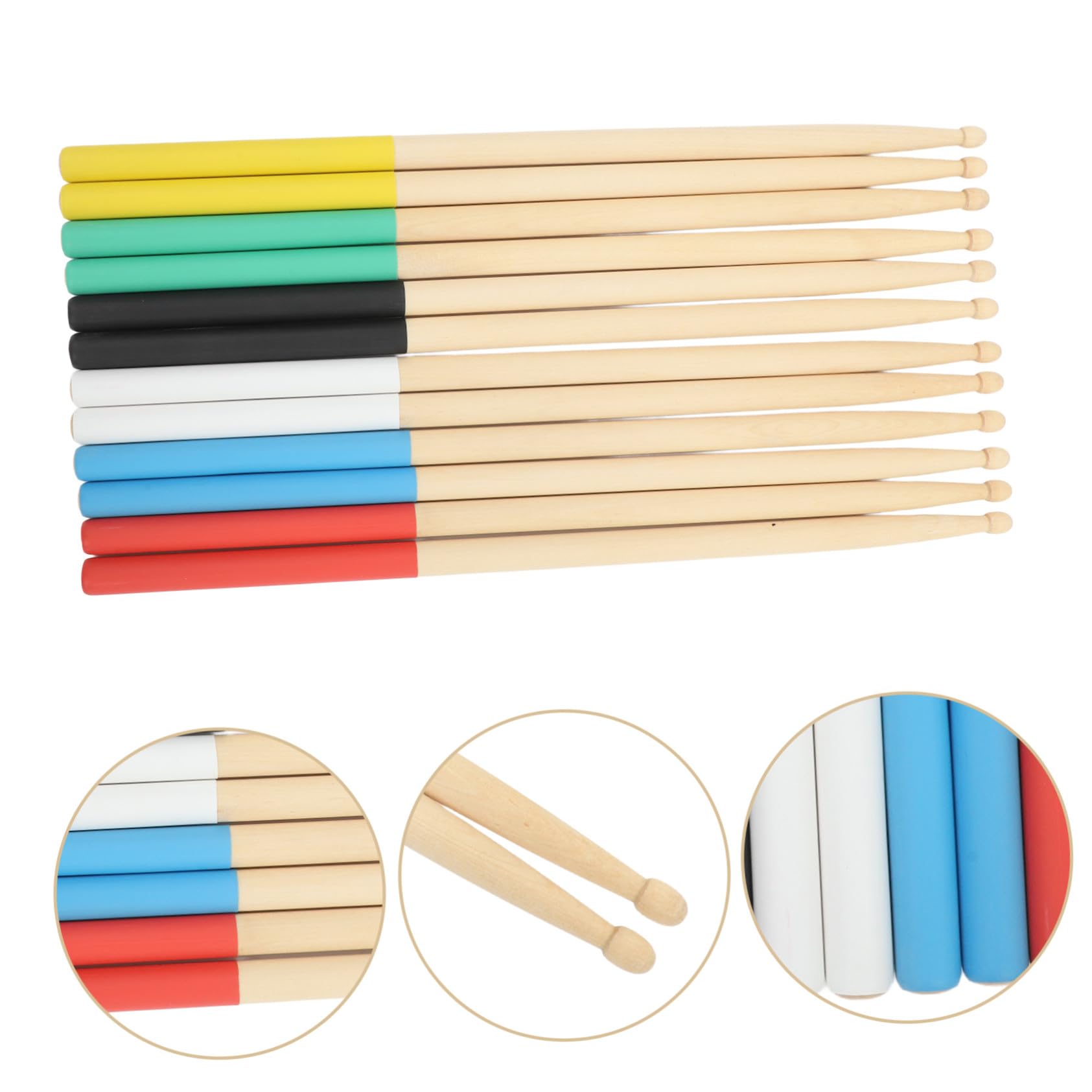 Set da 6 Paia di Bacchette per Batteria in Legno D’acero Antiscivolo, Leggere e Resistenti, Accessorio Professionale per Percussioni, Adatte a Musicisti di Tutte le Età e Livelli