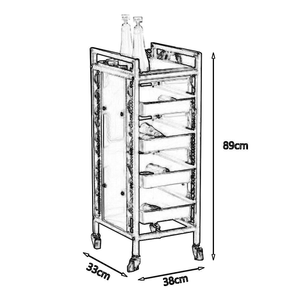 Carrelli a Mano Mobili Carrello per il Servizio Domestico 5 Vassoi Carrello per Bellezza con Supporto per Asciugacapelli, Carrello Colotool con Ruote/Style-1/L