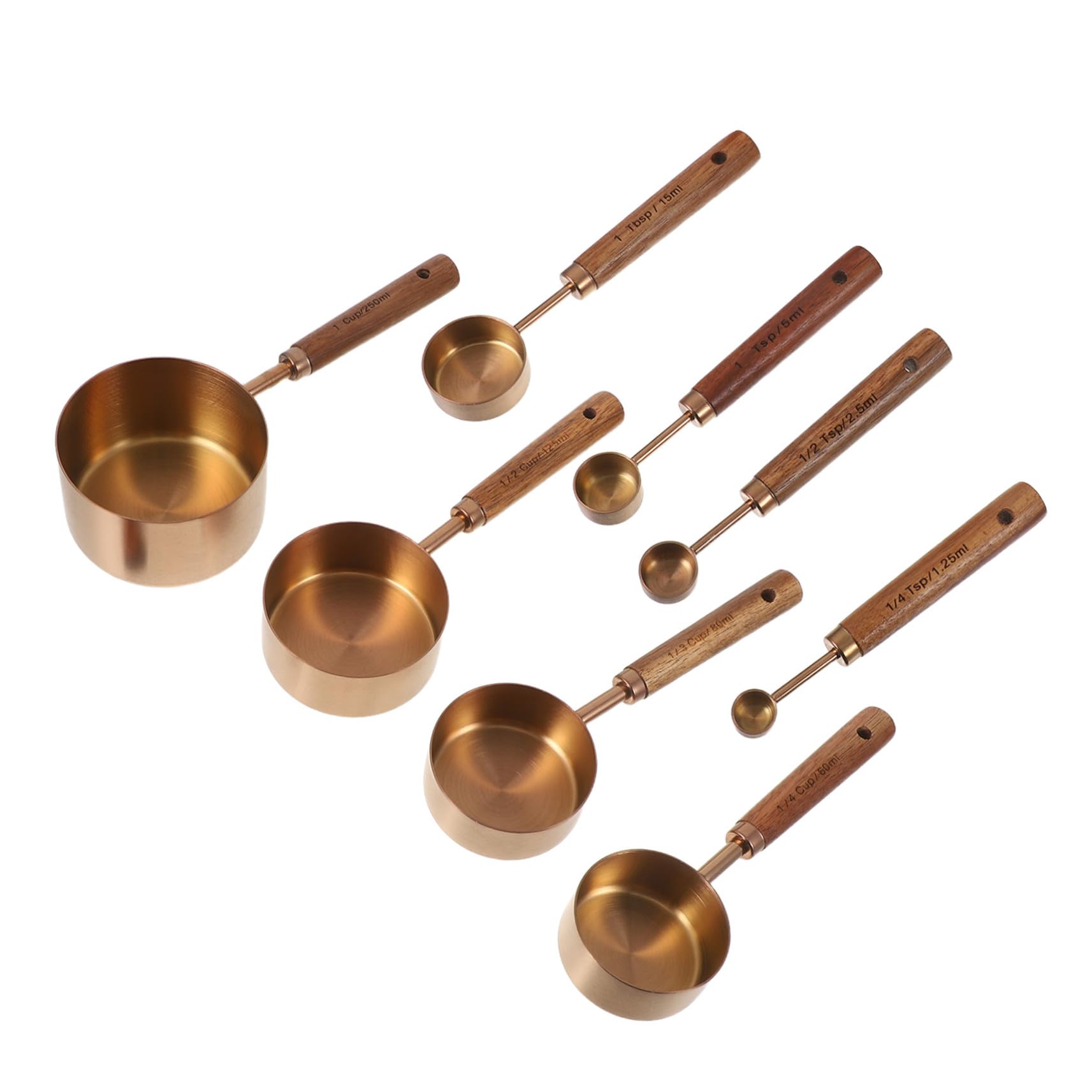 8 Piezas Cuchara Medidora De Té Cuchara De Café De Madera Herramientas Para Hornear De Cocina Rose Gold