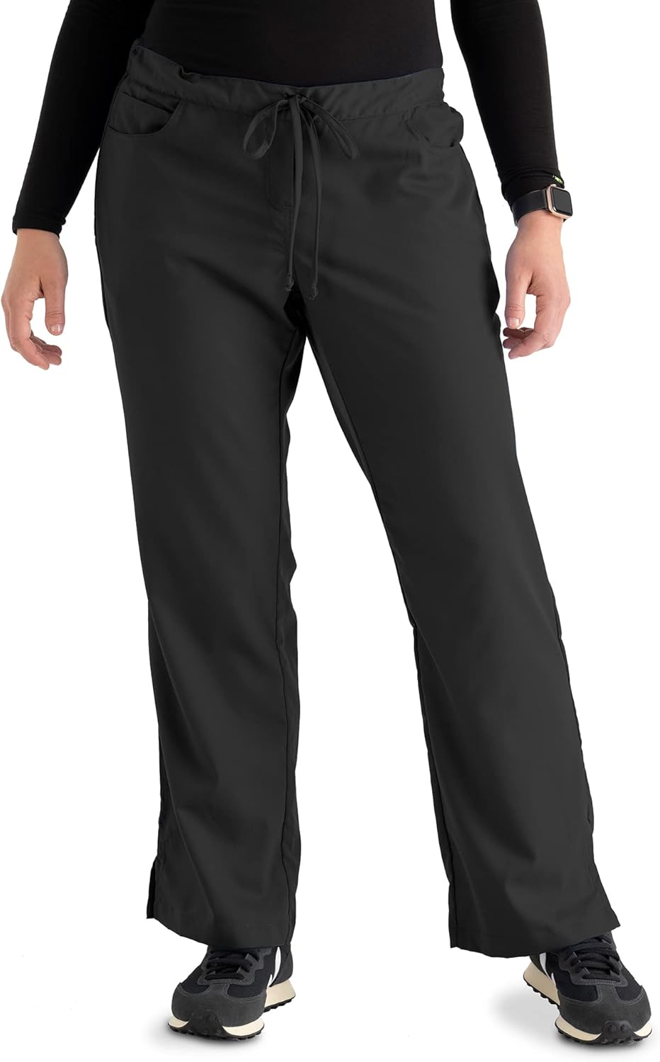 BARCO Grey's Anatomy Scrubs - Riley Scrub Pant for Women, Elastic Back Waist, Mid-Rise Flared Leg Women's Scrub Pant XX-Small Petite Black