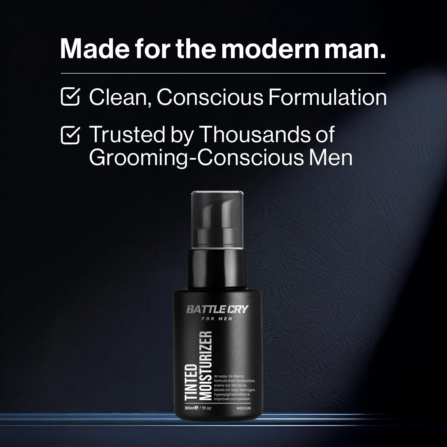 Battle Cry Tinted Moisturizer for Men | Lightweight | Non-Greasy | Hydrating Face Cream | Flawless Matte Finish | Long-Lasting | All Skin Types | 3 Shades (Light, 30ml) 4