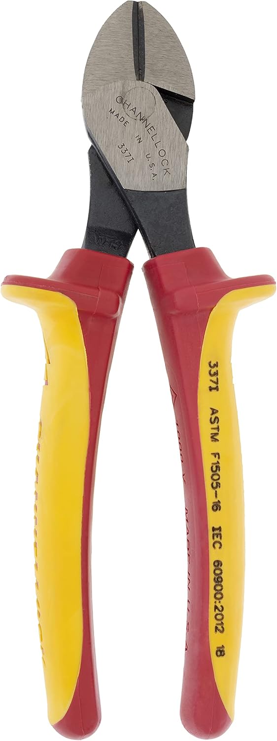 CHANNELLOCK 337I 7-inch XLT Diagonal Cutting Pliers w/ 1000V Insulated Grip | Made in USA | Forged High Carbon Steel