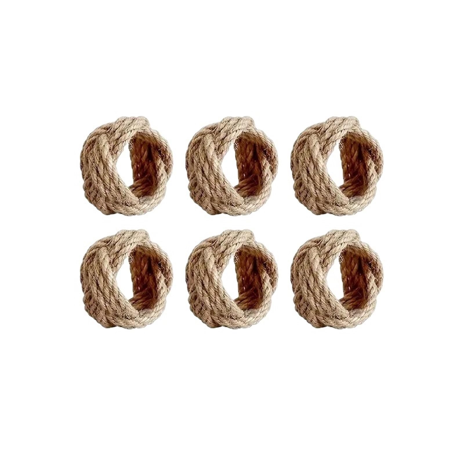12pcs Jute Rope Napkin Rings Woven Buckle Holder for Wedding Party Table Decor