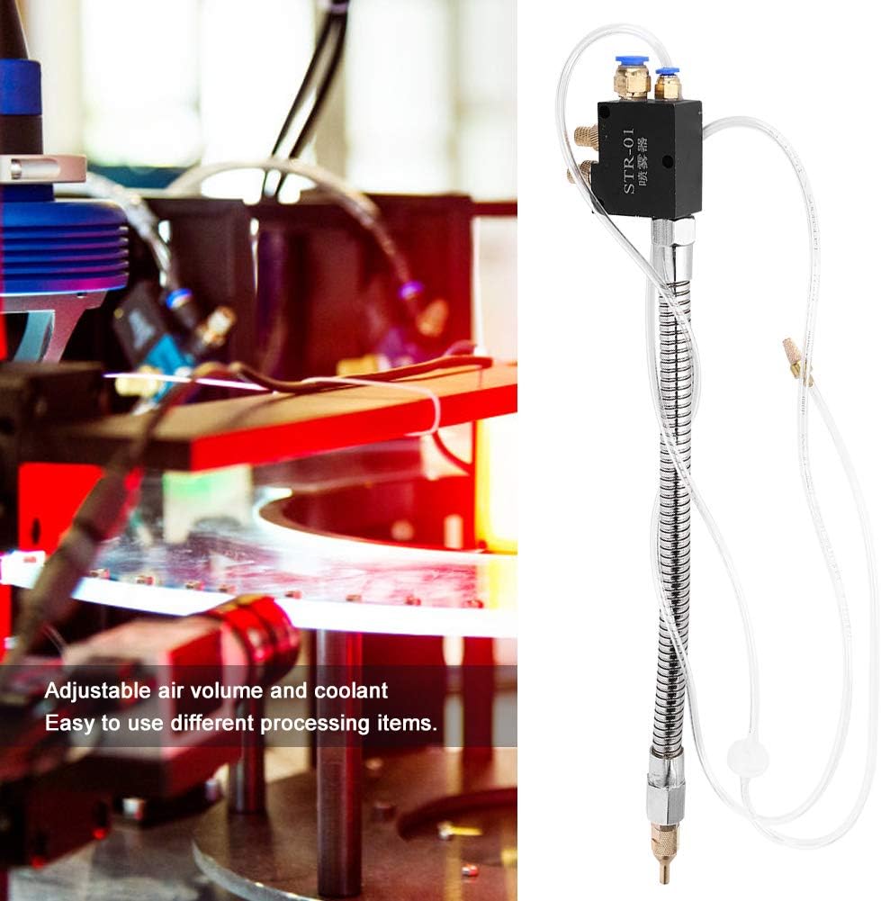 STR-01 Coolant Lubrication Spray System with Check Valve and Flexible Pipe for CNC Machine, Metal Cutting, Engraving, Lathe, Milling, Drilling, 15.75 Inch