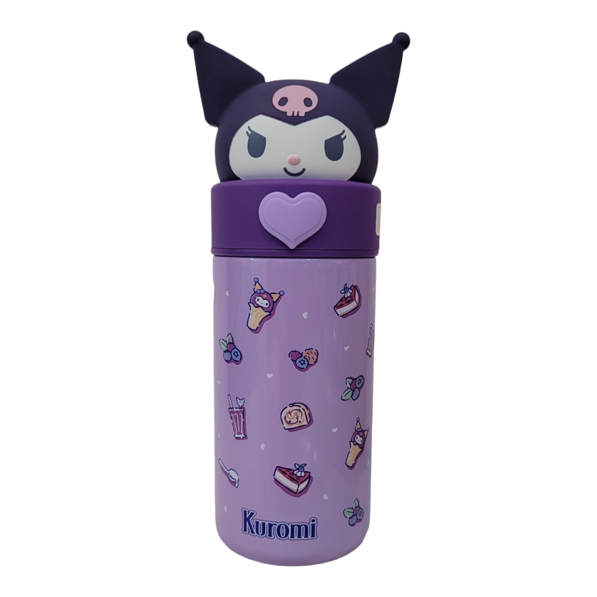 350ml- Stainless Steel Insulated Leakproof Water Bottle with Cute Designs Travel-friendly Thermos flask Durable construction Easy to clean(PURPLE-001)
