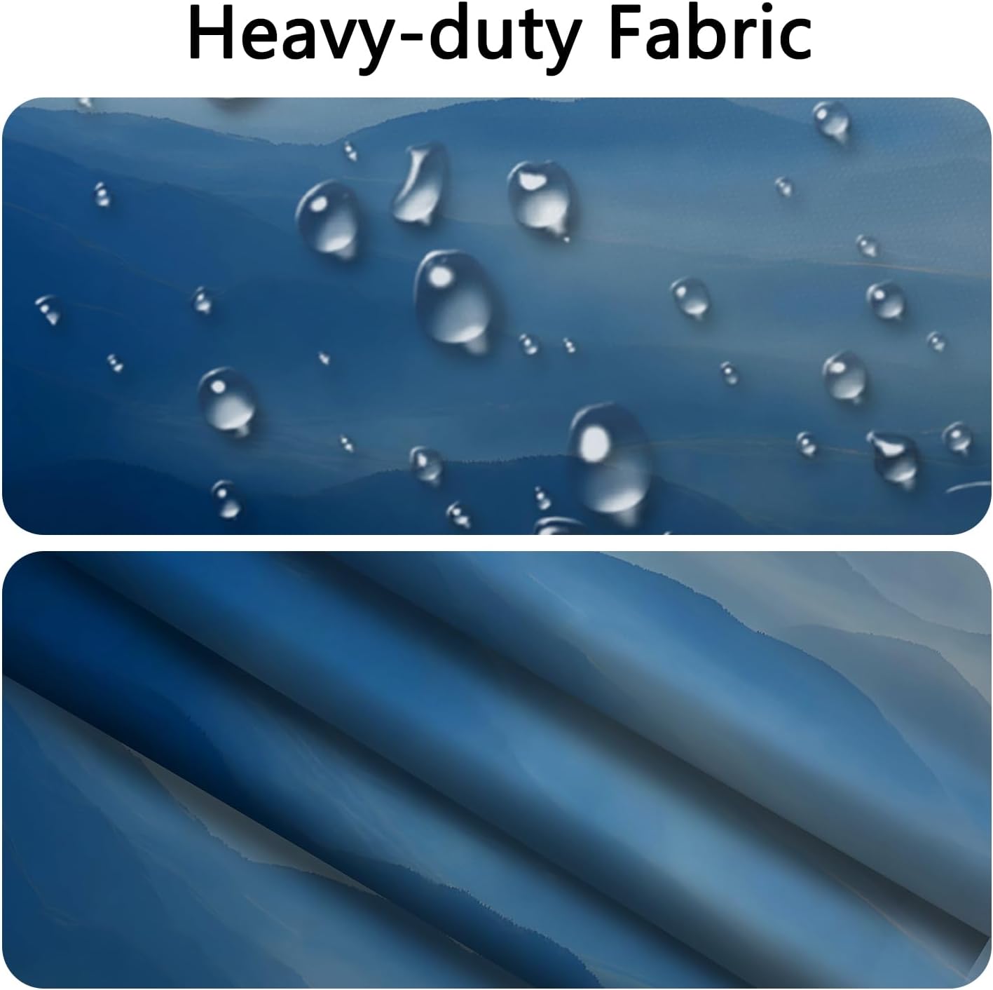 No Hook Foggy Mountain Shower Curtain with Snap in Liner Set, Misty Blue Nature Scene, Mountain Landscape Waterproof Fabric Shower Curtain with Liner, See Through Top Window, 71x74 Inches