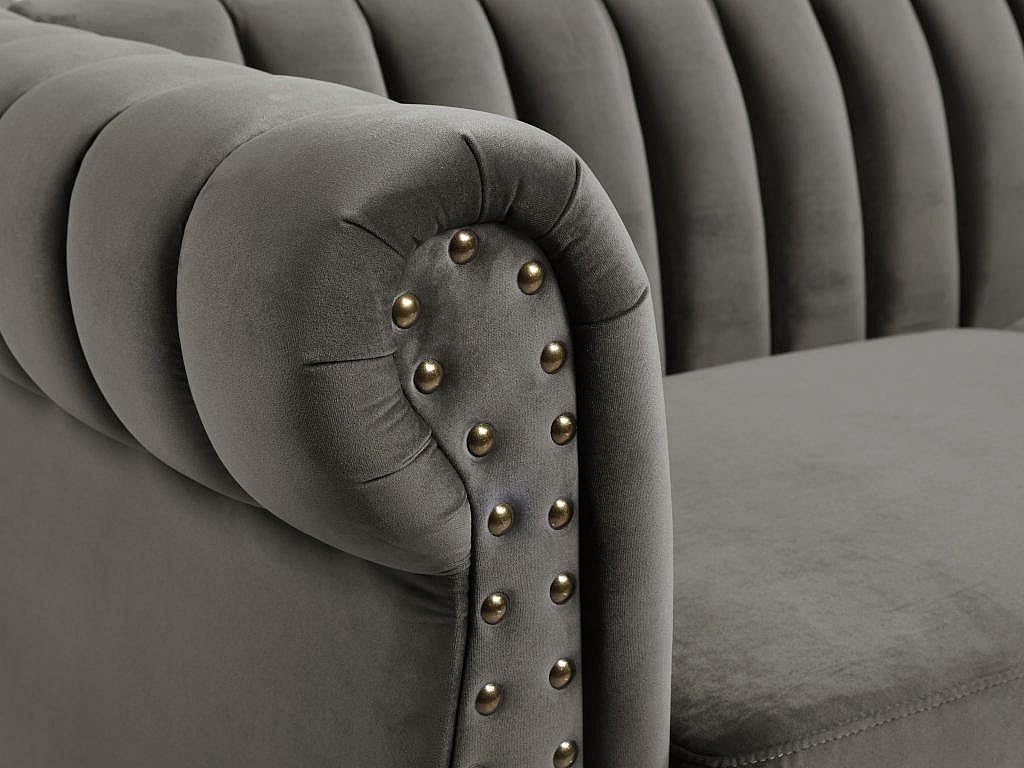 Chesterfield Trumbo - Sof√° de 3 plazas de terciopelo con efecto espejo