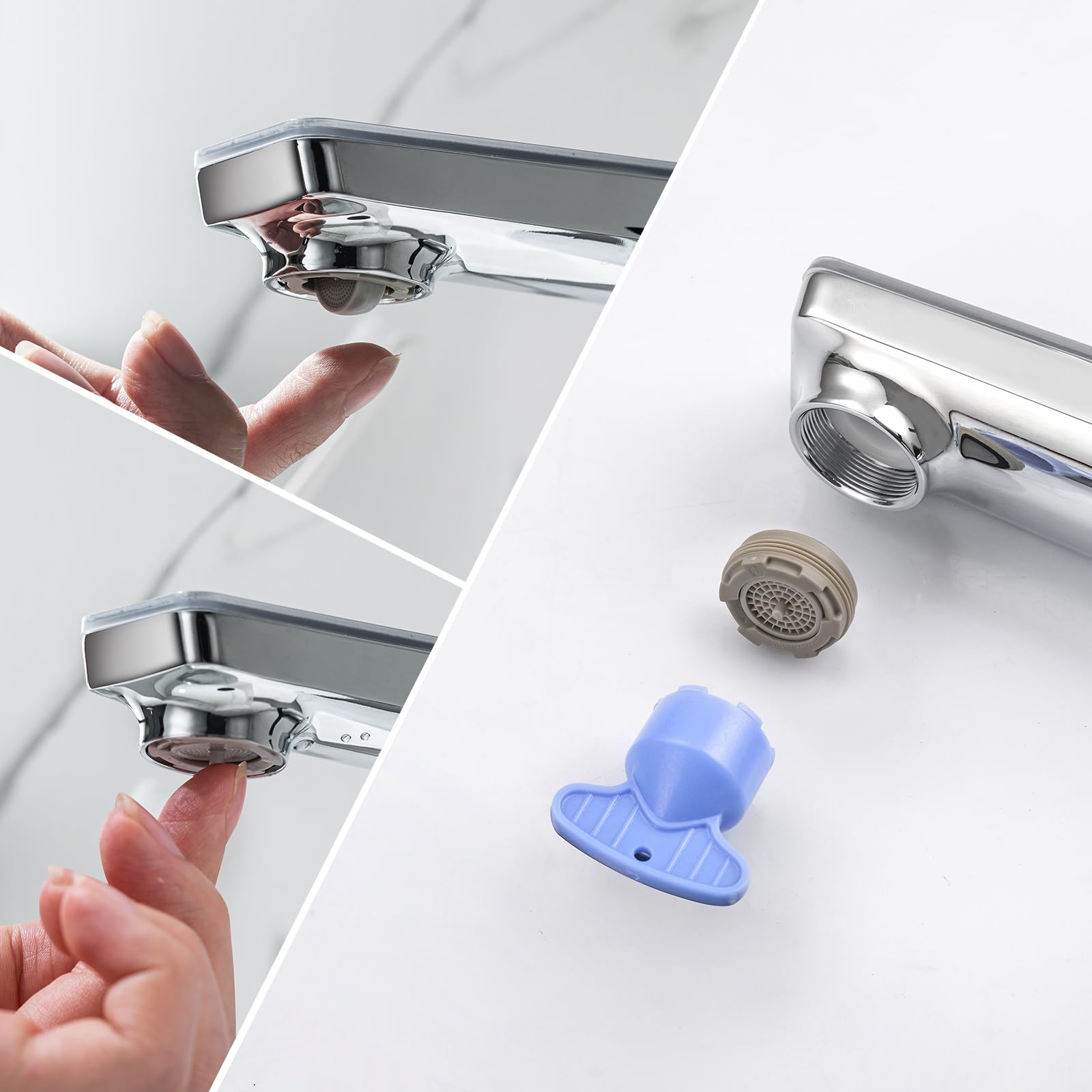 Robinet de salle de bain LakeBayMZC avec affichage de la température LED - Robinet de lavabo en laiton - Mitigeur monocommande pour salle de bain,Avec bec Hauteur : 130 mm,Chromé