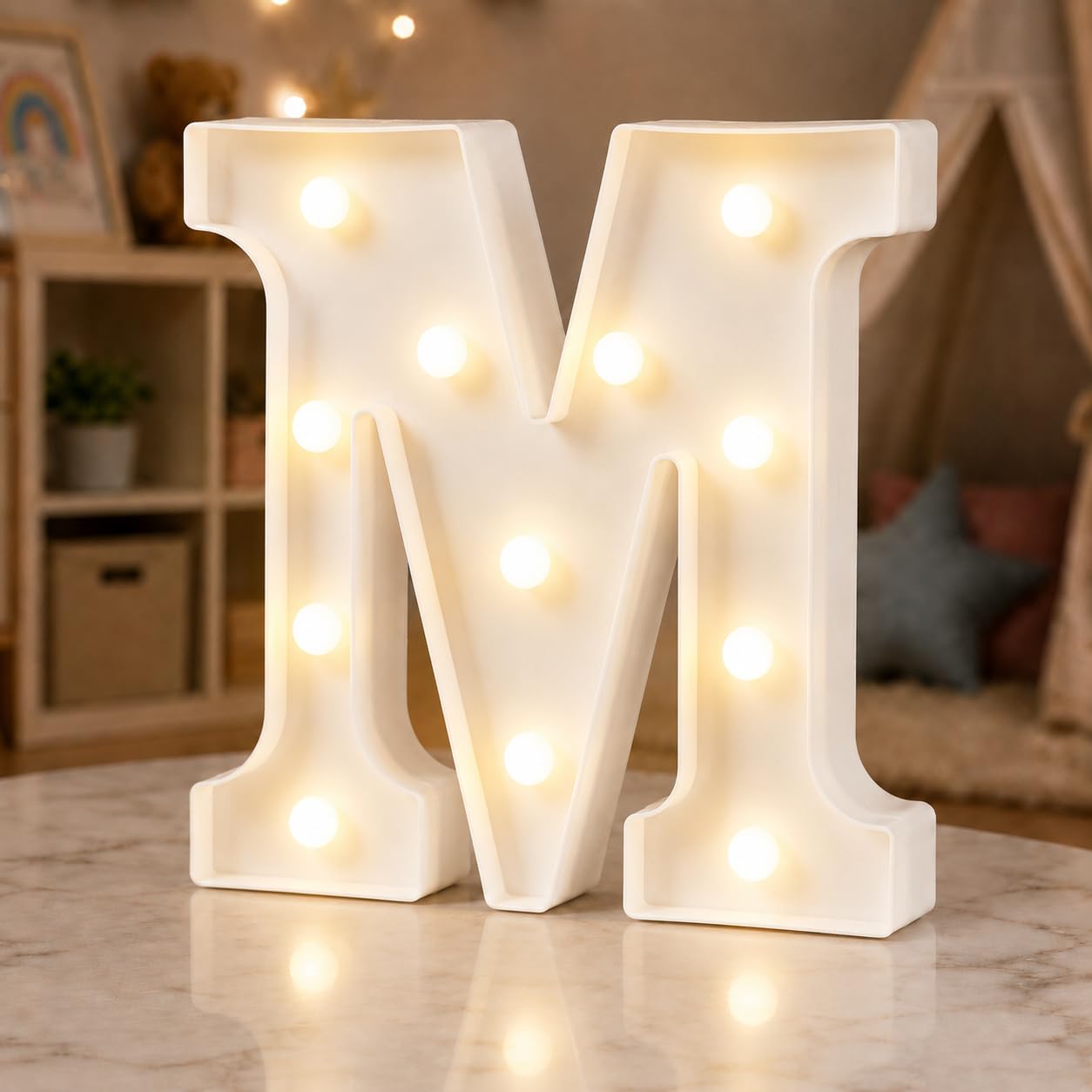 HXWEIYE Light Up Letters M, 8.58 Inch Battery Opearted, 12 LEDs