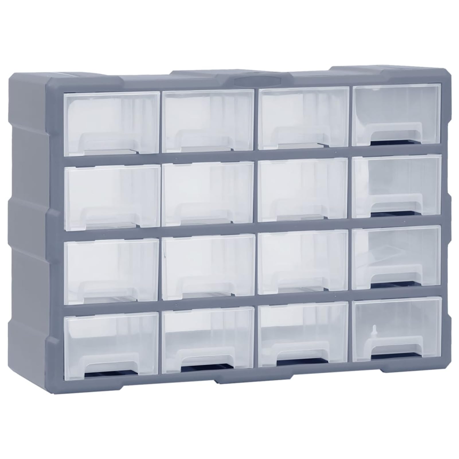 Homgoday Organizador de 16 Cajones Medianos, Caja de Herramientas Multiusos, Armario de Plástico Resistente, Gris, 52x16x37 cm, para Tornillos, Clavos y Accesorios