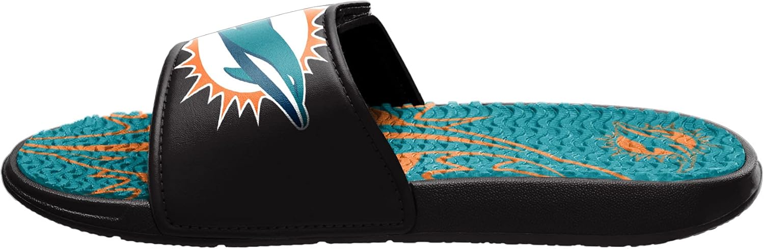 FOCO mens NFL Team Logo Athletic Sport Shower Flip Flop Sandals Gel Slides