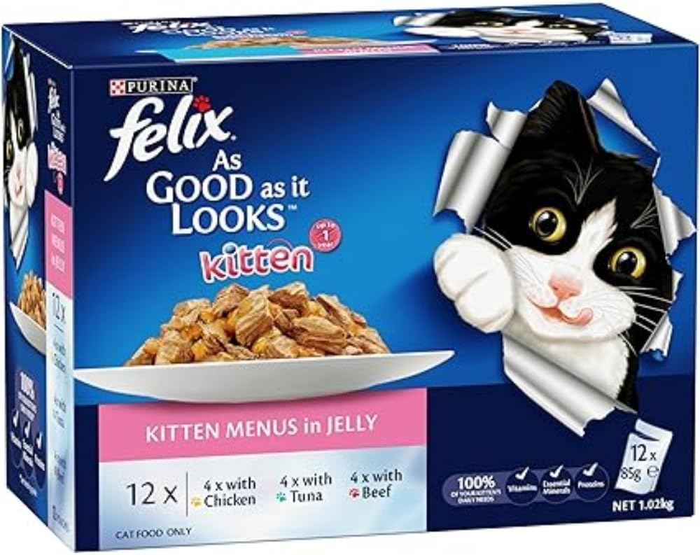 Felix as Good as it Looks Kitten Menus in Jelly Pouch Wet Food - 12X85G