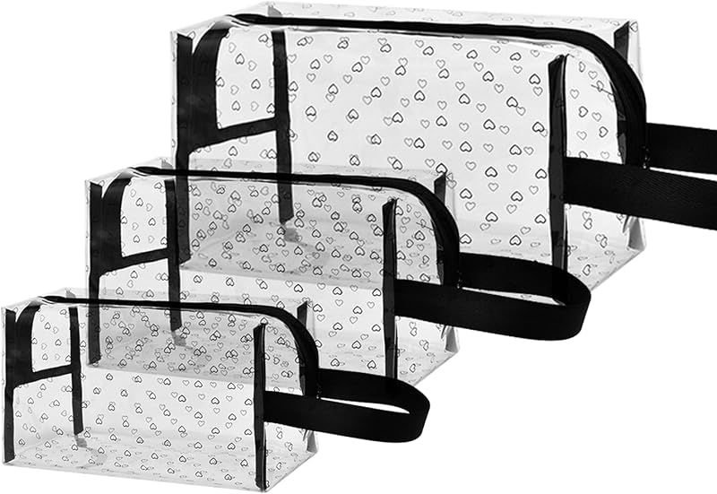Conjunto de 3 necessaires GIVLEFLY em TPU transparente com zíper e alça