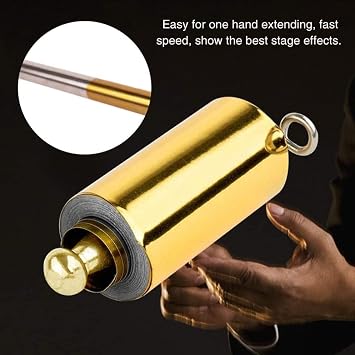 Appearance Cane 110cm Telescopic Lightweight Level Trick Accessory Stainless Steel Magic Toy Pocket Poll Extendable Staff Pocket Staff Weapon (Gold Silver).