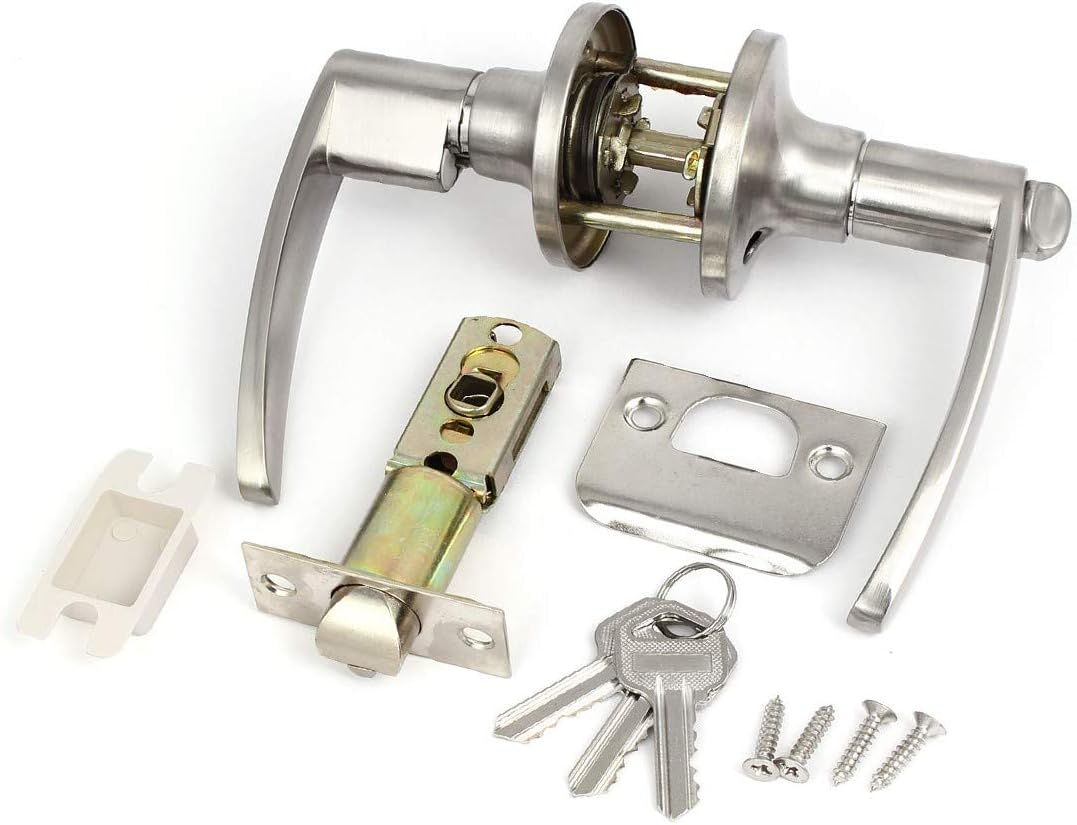 New Lon0167 Home Zinc Featured Alloy Brushed Nickel reliable efficacy Finish Lever Handle Door Knob Lock lockset(id:49b 36 1c f3d)