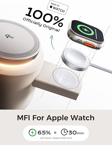 Miniatura 3 de Estación de carga inalámbrica Magsafe 4 en 1 con certificación MFI de Apple, cargador Magsafe Qi2 de 15 W para iPhone 171615141312, iWatch, Airpods,