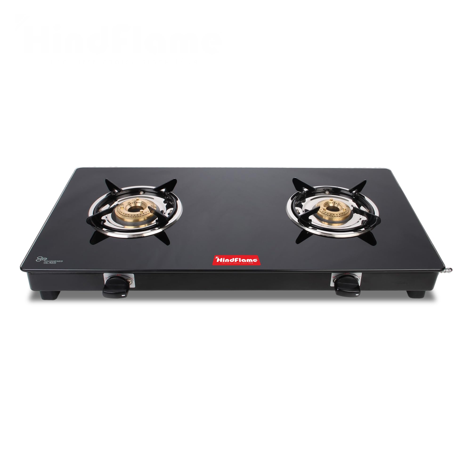 Hindflame 2 Burner Crown Series Black Toughened Glass LPG Cooktop, Manual Ignition Gas Stove with 1 Year Warranty (ISI Approved)-picture-12