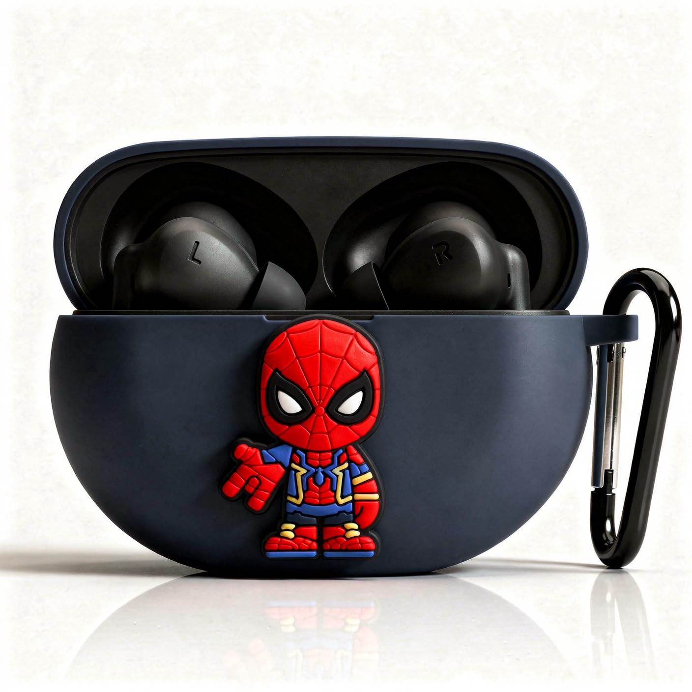 New Silicone Case Compatible with Oneplus Buds Nord 3 Pro (2024) Protective Soft Silicone 360° Full Protection Dust-Proof Shockproof Case Cover with Hook (Cover Only) (Spider-Man)-image-8