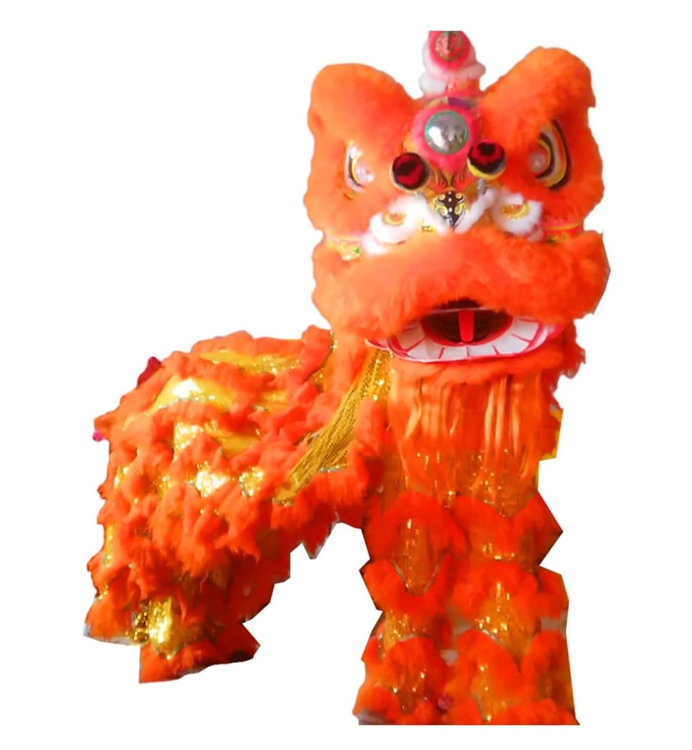 Krxsobnv Orange Lion Dance Clothes, Traditional Art Festival Celebrate Lion Dance Mascot Performance Dragon