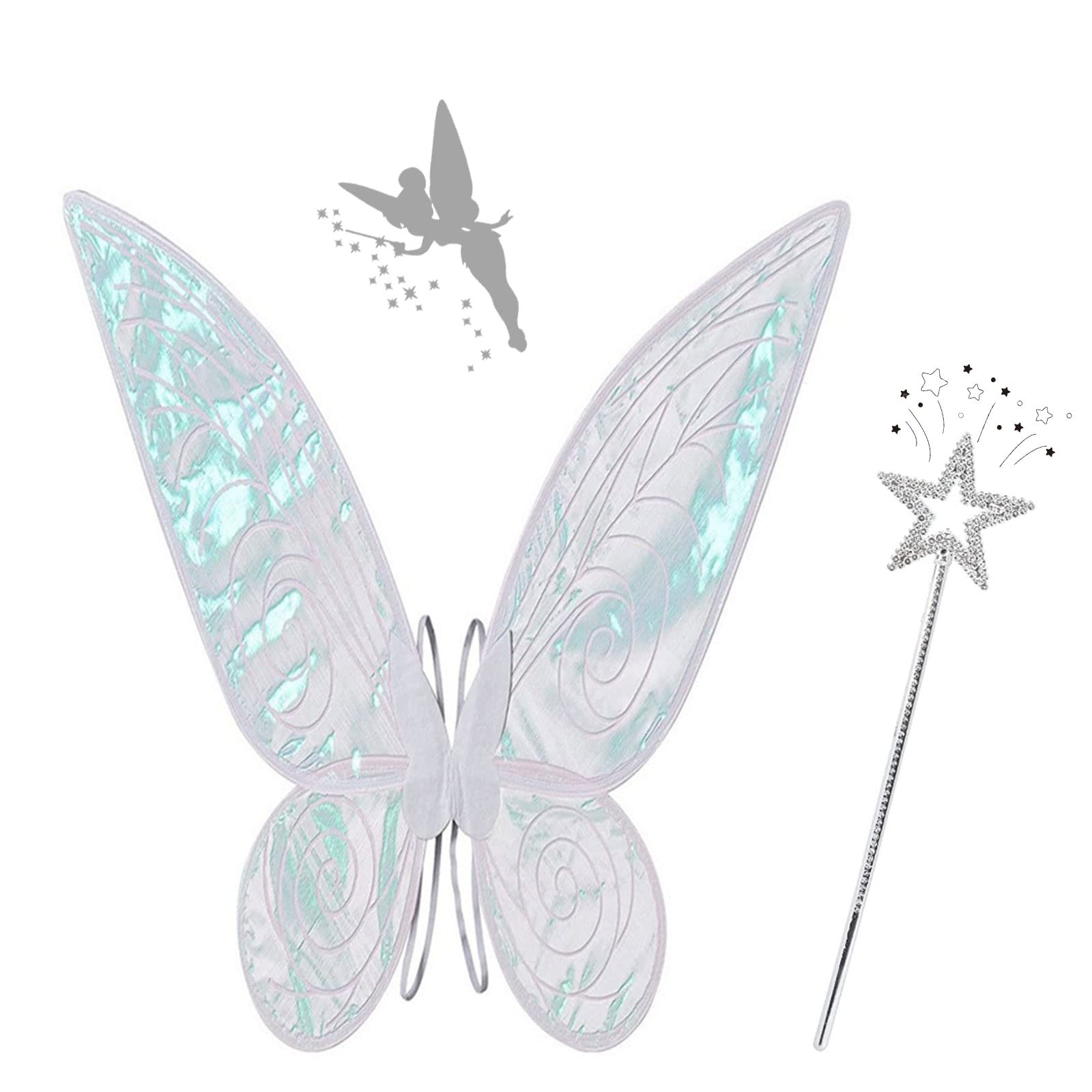 Fairy Wings,Princess Butterfly Fairy Wings for Kids Adult,Costume Angel Wings,Sparkling Sheer Wings for Birthday Chrismas Themed Party Halloween (White), toy-4