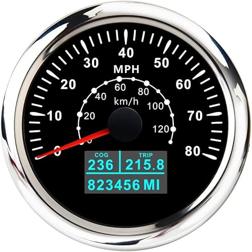 Deramg Tachimetro GPS 160MPH 240 Km/h Con Retroilluminazione A 7 Colori COG TRIP Chilometraggio Totale (viaggio Regolabile) Tach