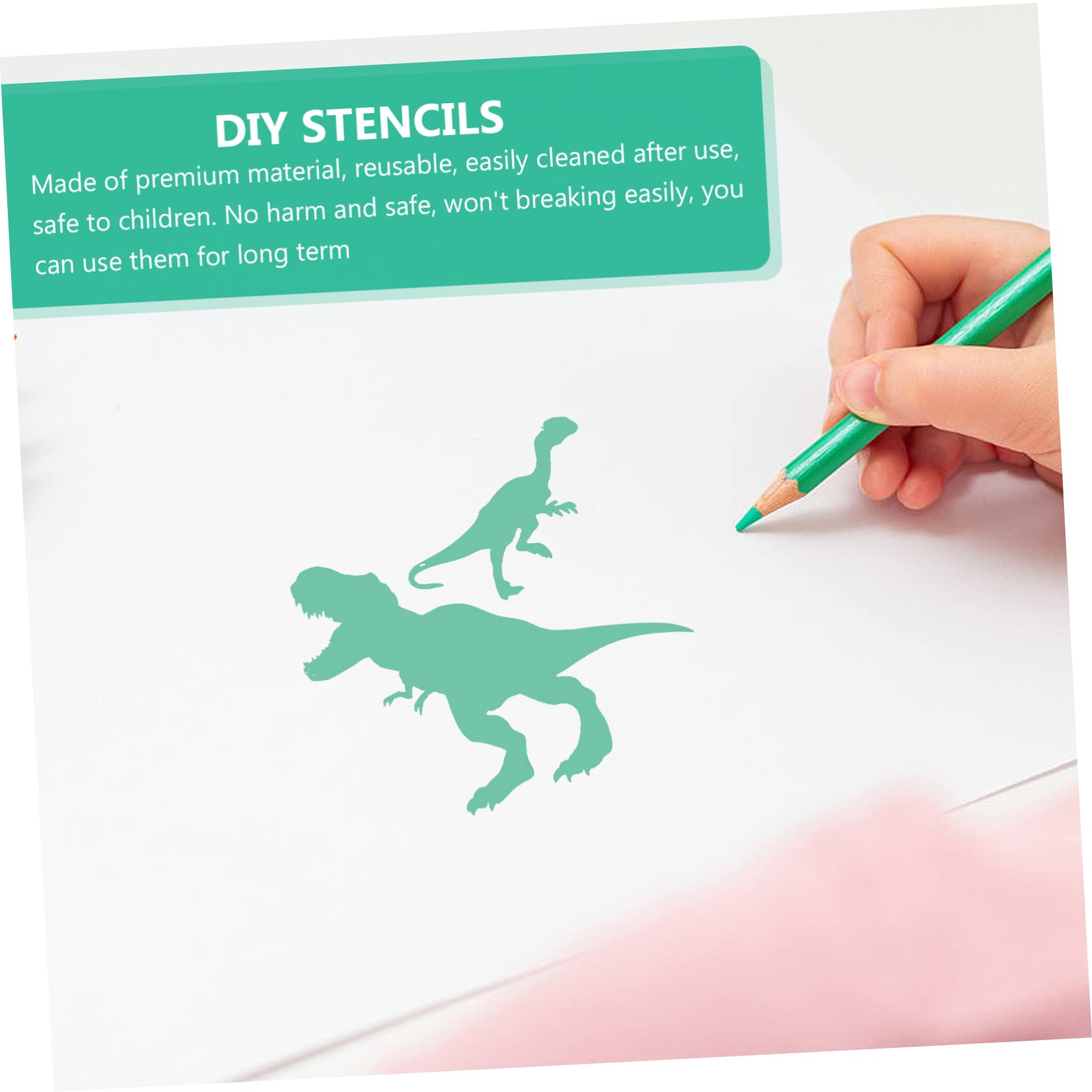 Plantillas de Dinosaurios Reutilizables para Pintura, 10 Piezas