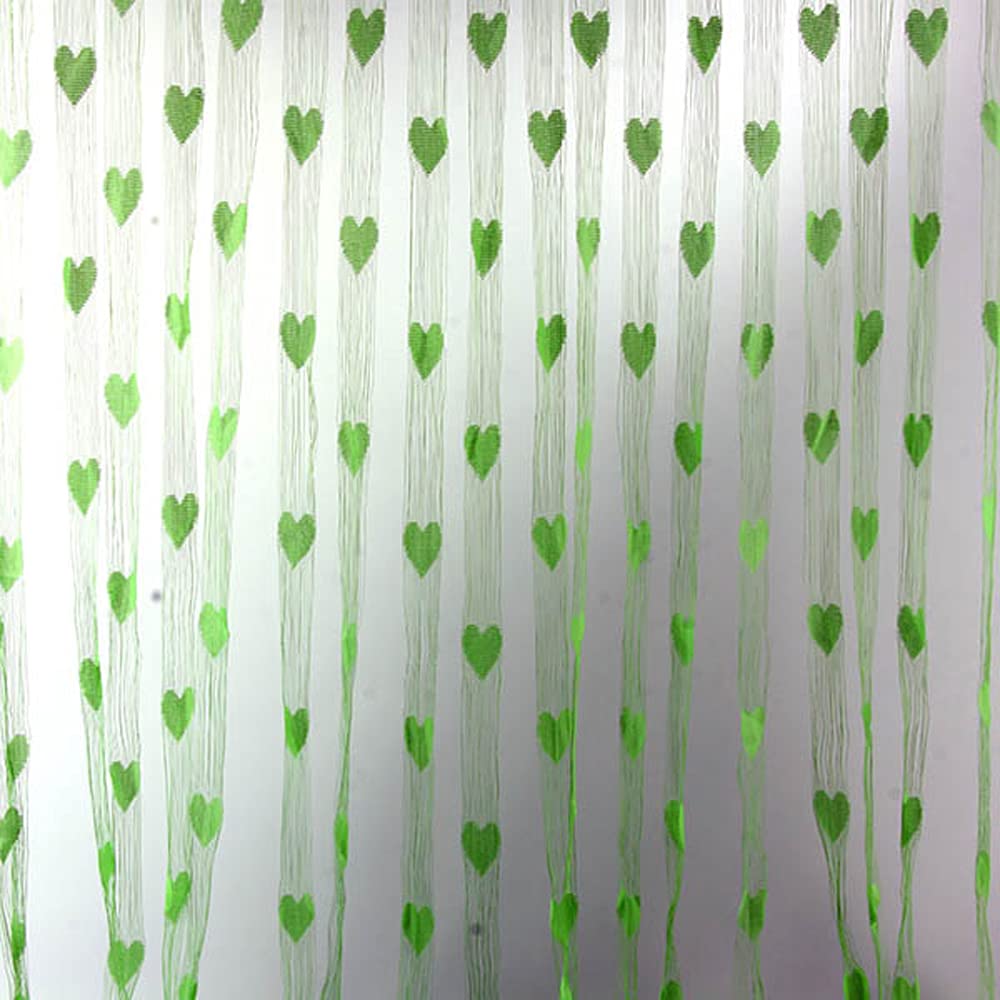 LYHYDMA Thread Curtain 100x200cm Curtain White Red Heart String Curtains Pure Color Bedroom Window Door Divider Sheer Drape Wedding Decoration For home decoration(Grass Green)